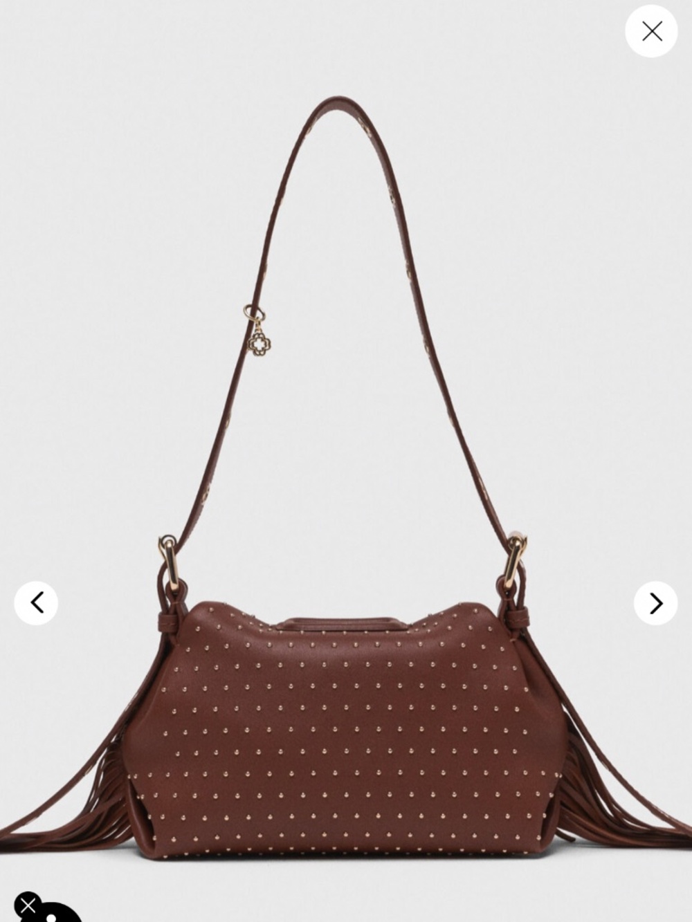 Maje Miss M Mini Brown Leather Studded Cross-body Bag - NWT - Picture 2 of 15